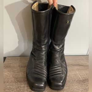 BMW Leather Motorcycle Black Boots Women’s Zip Up Calf Shoes EU 41 / 10.5 US